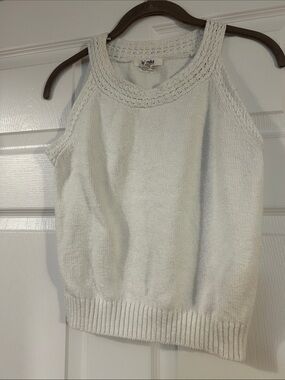Splendid Sz Small White Crochet-Texture Knit Tank